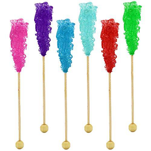 Rock Candy Lollipops Pops Candy Suckers, Variety Flavor and Color Assortment, 5.5 (6-Pack)