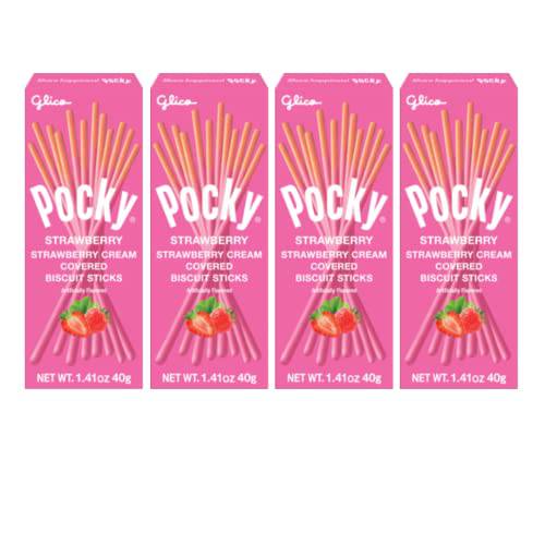Pocky Biscuit Stick 1.41oz (Pack of 4) (Strawberry)