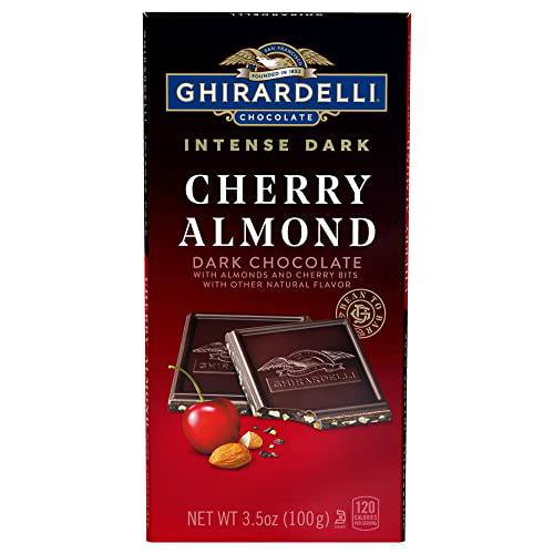 GHIRARDELLI Intense Dark Chocolate Bar, Cherry Almond, 3.5 Oz Bar (Pack of 12)