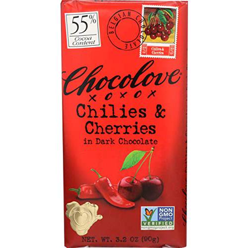 Chocolove Dark Chilies & Cherry Bar 3.2 Oz