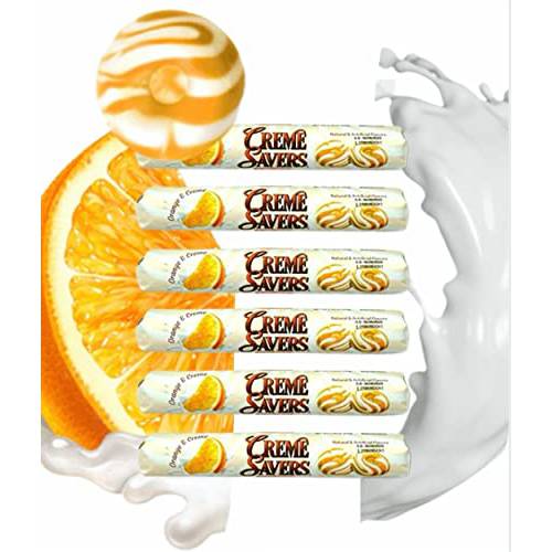 Creme Savers Orange and Creme Hard Candy | The Original Classic Creme Savers are Back | SIX Individual Rolls 12 Count (Pack of 6)