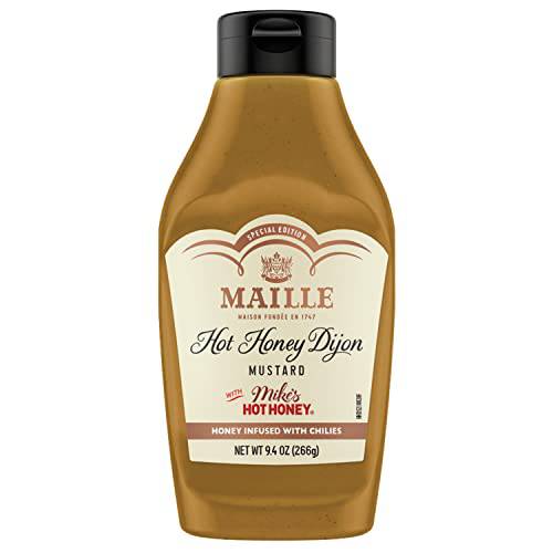 Maille x Mike’s Hot Honey Special Edition Savory-Sweet Condiment with a Spicy Kick Hot Honey Dijon Mustard Gluten-Free, Shelf-Stable 9.4oz