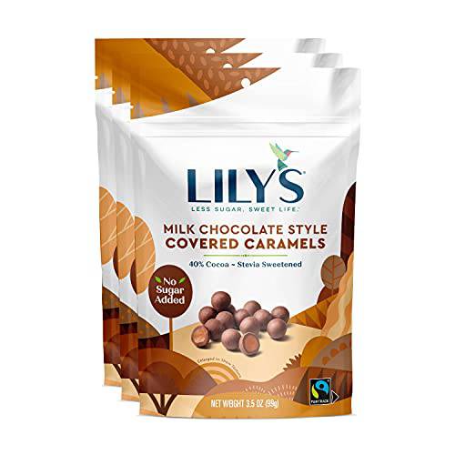 Milk Chocolate Style Covered Caramels By Lily’s Sweets | Made with Stevia, No Added Sugar, Low-Carb, Keto Friendly | Fair Trade, Gluten-Free & Non-GMO Ingredients | 3.5 oz, 3 Pack