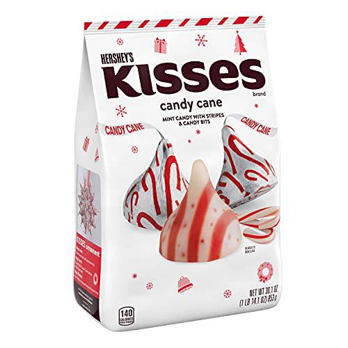 HERSHEY’S KISSES Candy Cane Mint With Stripes and Candy Bits Candy, Christmas, 30.1 oz Bulk Bag