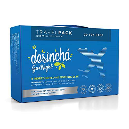 Desincha Night Time Tea I Caffeine Free - Herbal Cleansing Tea I Supports Relaxation & Quality Sleep I Bedtime Tea Made With Natural and Organic Ingredients I 1 Tea Brand in Brazil (20 count)