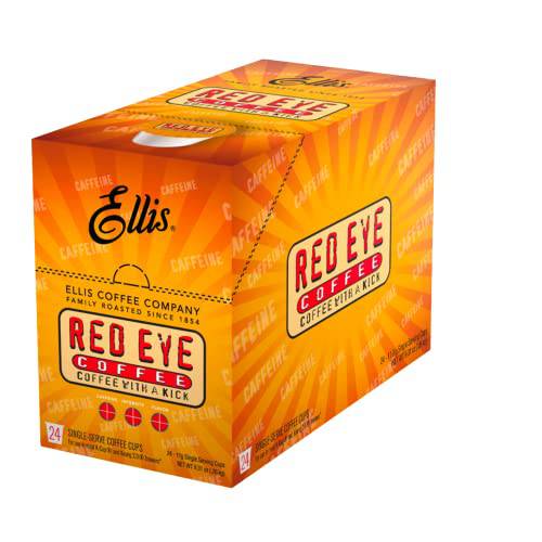 Ellis Coffee - Red Eye - Double Caffeinated Dark Roast - Single Serve Coffee Pods - For Use in Most K-cups and Keurig 2.0 Brewers - 24 Coffee Pods