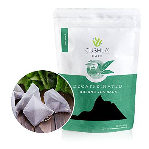 Caffeine Free Oolong Tea Bags, Decaffeinated Hot or Cold Brew, Smoky, Woodsy, Nutty Notes Delicate Toasty Finish - 20 Organic Decaf Oolong Tea Bags