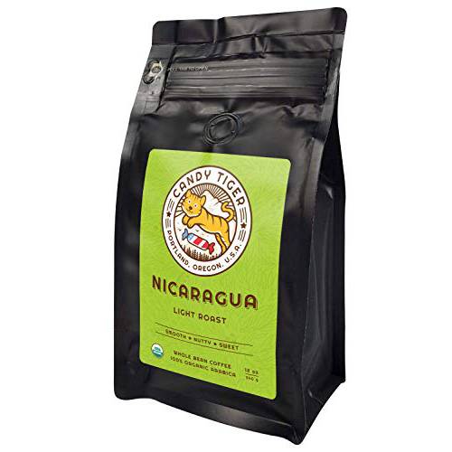 Whole Bean Coffee - Organic - Low Acid - Light Roast - Single Origin - 100% Arabica - Nicaraguan Coffee Beans. Direct Trade - Shade-grown - Gourmet Coffee - 12 oz
