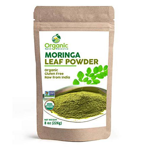Organic Moringa Powder | 8 oz (226g) | Lab Tested for Purity | Resealable Kraft Bag, Non-GMO, Moringa Olifera Powder - 100% Raw from India, by SHOPOSR
