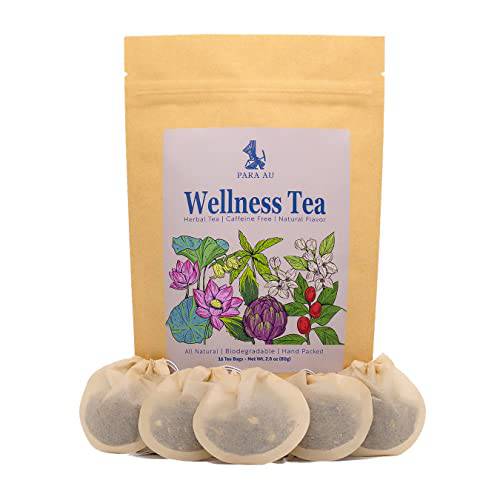 Wellness Tea, Caffeine Free, 30 Herbal Tea Bags 5.3 OZ | Sugar Balance, Stress Relief, Sleep, Blood Pressure, Relax, Digestive | PARA AU