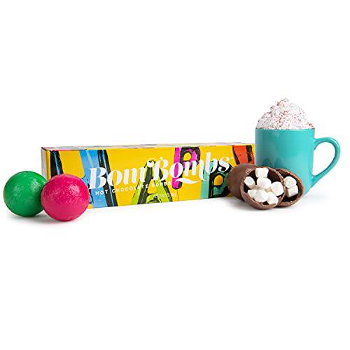 Bombombs Hot Chocolate Bombs, Includes Fudge Brownie and Salted Caramel Birthday Cocoa Bombs Filled with Marshmallows, Pack of 5