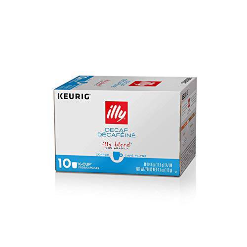 illy Coffee, Rich and Balanced, Classico Decaffeinated Coffee K-Cups, Made with 100% Arabica Coffee, All-Natural, No Preservatives, Coffee Pods for Keurig Machines, K-Cups, 10 K-Cup Pods (Pack of 1)