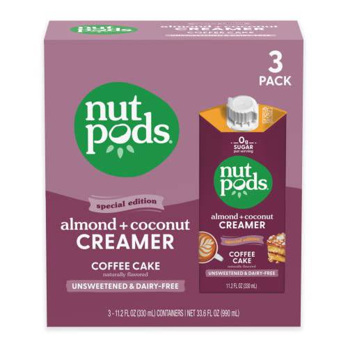 nutpods Coffee Cake Coffee Creamer - Unsweetened Non Dairy Creamer Made from Almonds and Coconuts - Keto, Whole30, Gluten Free, Non-GMO, Vegan, Sugar Free, Kosher (3-Pack)