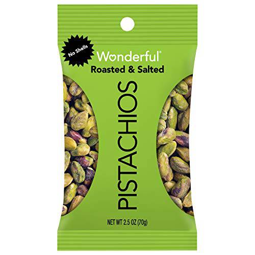 Wonderful Pistachios, No Shells, Roasted and Salted, 2.5 Ounce Bag
