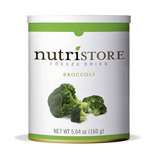 Nutristore Freeze Dried Broccoli | 20 Servings | 5.64 OZ | 25 Year Shelf Life | Amazing Taste | Healthy Snack | Emergency and Survival Food