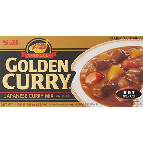 S&B Golden Curry Sauce Mix, Hot, 7.8 Ounce