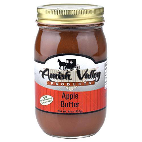 Amish Valley Products Apple Butter Glass Jar Old Fashioned Homestyle Slow Cooked (No Corn Syrup) (Sugar-Free)