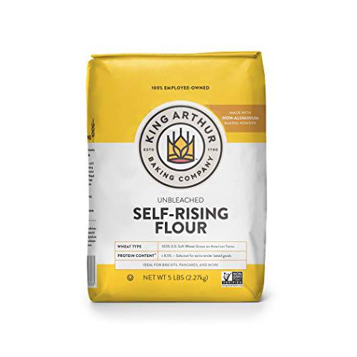 King Arthur, Unbleached Self Rising Flour, Non-GMO Project Verified, No Preservatives, 5 Pounds (Pack of 8)