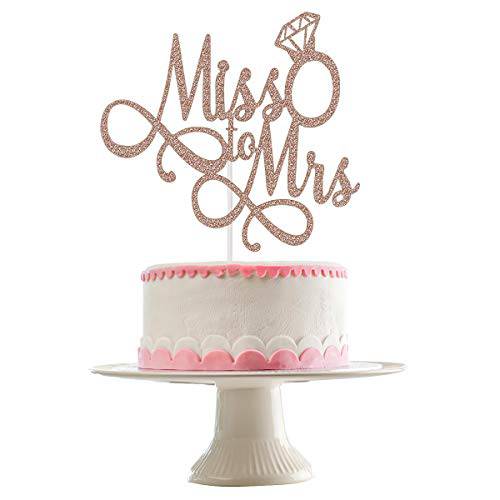 Miss to Mrs Cake Topper- Rose Gold Glitter, Bridal Shower Cake Topper, Wedding Cake Toppers, Wedding Toppers, Cake Topper Miss to Mrs, Cake Toppers for Engagement（Double-sided Glitter）