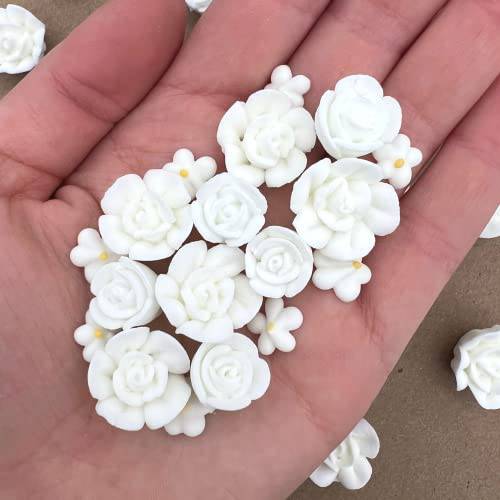 30 White Icing Flowers by Simply Sucré | Small White Flowers | Edible Roses| Wedding | Edible Flowers | Icing Flowers | Icing Roses | Wedding Favors | Edible Flowers | Simply Sucre
