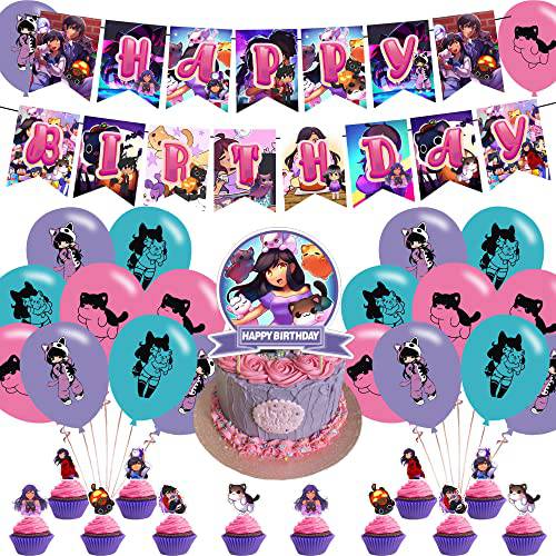 Cat Party Decorations,Birthday Party Supplies For Cat Party Supplies Includes Banner - Cake Topper - 12 Cupcake Toppers - 18 Balloons