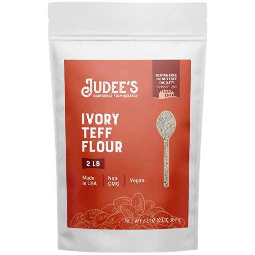 Judee’s Ivory Teff Flour 2 lb - Non-GMO, Vegan, Made in USA - Resistant Starch - Great for Making Quick Teff Bread, Injera, Muffins, Pancakes, and Cookies - Gluten-Free and Nut-Free
