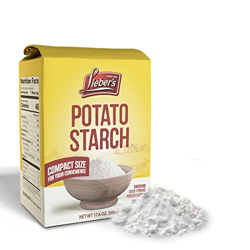 Lieber’s Potato Starch – 17.6Oz Gluten Free Potato Flour For Baking – Premium Non-GMO Thickener for Sauces, Soups – 42 Servings – Vegan Friendly – Compact Size