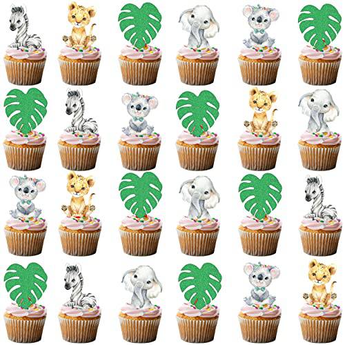 Fenghu 50Pcs Animal Cupcake Toppers for Jungle Safari Wild Birthday Party Decorations Supplies