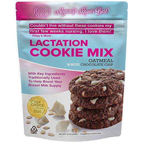 Lactation Cookies Mix - Oatmeal White Chocolate Chip Breastfeeding Cookie Supplement Support for Breast Milk Supply Increase - 16 ounces