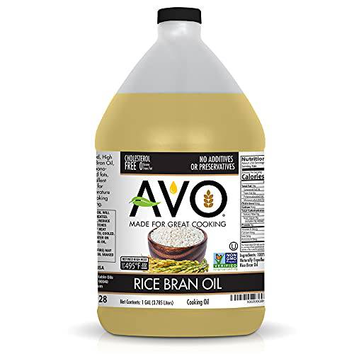 AVO NON GMO 100% Rice Bran Oil, 1 Gallon, No Preservatives Added