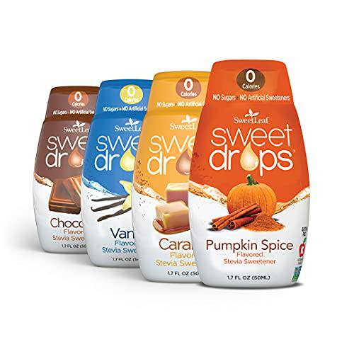SweetLeaf Sweet Drops Assortment (4 Pack) Stevia Sweetener, Keto Friendly, Zero Calories, Sugar-Free