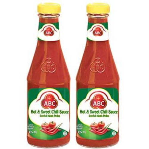 ABC Hot Sweet Chili Sauce, Spicy Hot Sauce, Sambal Chili, Dipping BBQ, Indonesian ABC Sauce, 11.3oz / 335ml (Pack of 2)