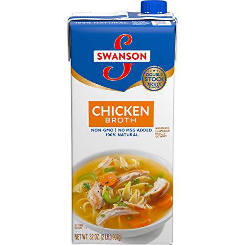 Swanson 100% Natural, Gluten-Free Chicken Broth, 32 Oz Carton (Pack of 12)