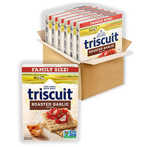 Triscuit Roasted Garlic Whole Grain Wheat Crackers, Family Size, 12.5 oz - Pack of 6