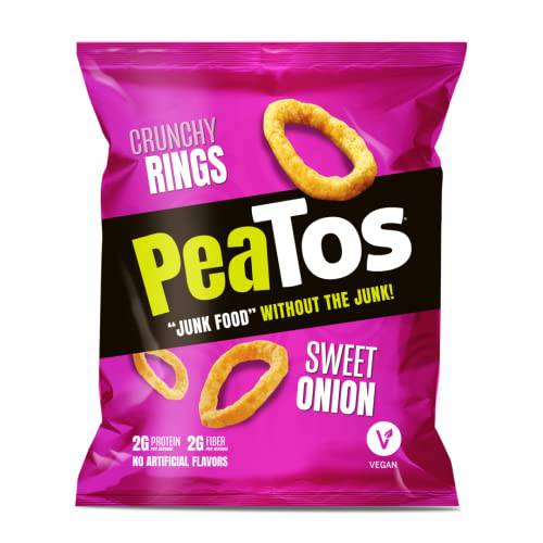 PeaTos Crunchy Rings, Snack Packs (4g Protein, 3g Fiber) [Sweet Onion] | Pea Protein, Gluten Free, 0.6 Ounce - 15 Count (Pack of 1)