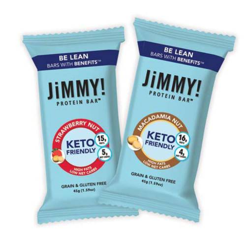 JiMMYBAR Keto Protein Bar Variety Pack, Grain and Gluten Free Keto Snacks, High Fats and Low Net Carbs Bars, Strawberry & Macadamia Nut Flavors, 20 Count