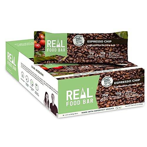 Just Real Food Bar - Plant Based Protein Bar – Espresso Chip - 12 Count - 15g Protein - High Energy, Paleo, Vegan, and Non GMO - Gluten Free, Dairy Free and Soy Free
