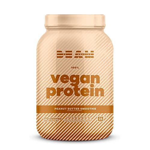 BEAM Be Amazing - Vegan Protein Powder, Plant Based Protein Mix, Sugar-and-Gluten-Free Protein Shake, Non-Dairy, Peanut Butter Smoothie, 25 Servings