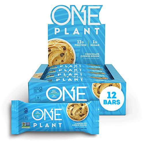 ONE Plant Protein Bars, Chocolate Cookie Dough, Vegan, Gluten Free Protein Bars with 12g Protein & Only 1g Sugar, Guilt-Free Snacking for High Protein Diets, 1.59 Oz (12 Pack)