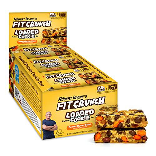 FITCRUNCH Loaded Cookie Protein Bar, High Protein, Gluten Free, Protein Snack (Peanut Butter Blast)