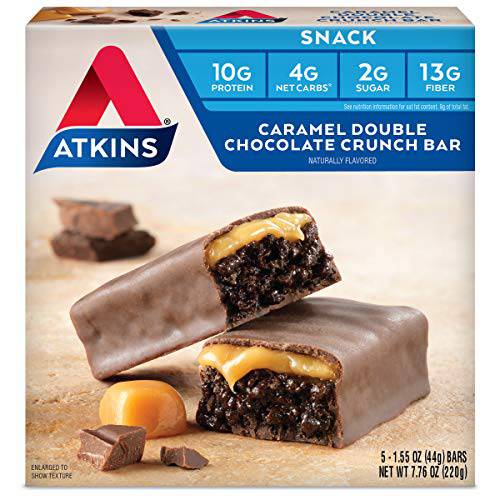 Atkins Snack Bar, Caramel Double Chocolate Crunch, Keto Friendly, 7.76 Ounce (Pack of 1)