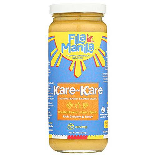 Fila Manila Kare-Kare – Filipino Peanut Simmer Sauce & Marinade – Savory Peanut, Garlic, & Onion, 12 oz jar, NO SUGAR Added, NO MSG Added, Vegan, Gluten Free, Dairy Free, Made in the USA