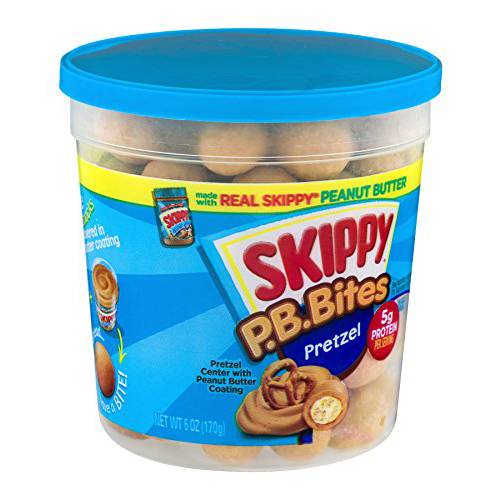 Skippy, P.B. Bites, Pretzel Center with Peanut Butter Coating, 6oz Tub (Pack of 6)