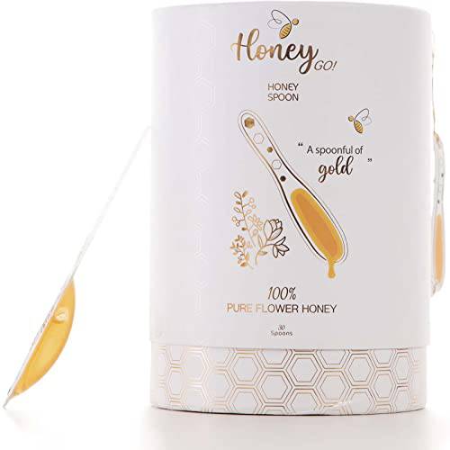 HoneyGo Luxury Hive Wild Flower Honey Spoons | Safe Sealed - From Turkish Beekeepers with Premium, Natural Flavors - Non-GMO Honey all ages,30 Spoons