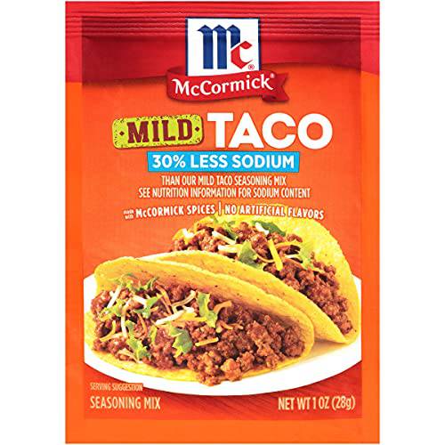 McCormick 30% Less Sodium Mild Taco Seasoning Mix, 1 oz (Pack of 12)
