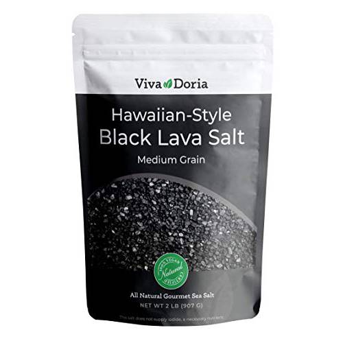 Viva Doria Hawaiian Black Lava Sea Salt, Lava Salt (2 Pound Medium Grain)