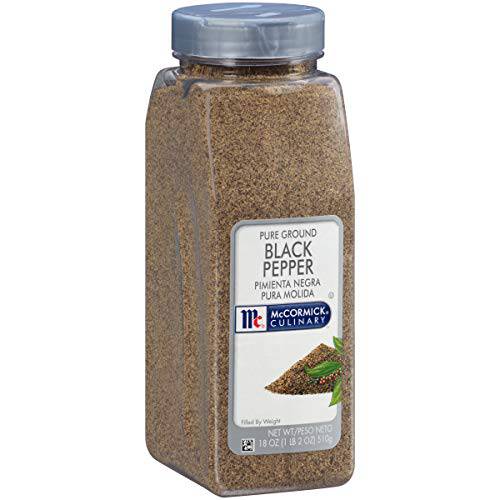 McCormick Culinary Pure Ground Black Pepper, 18 oz - One 18 Ounce Container of Bulk Black Pepper Finely Ground, Perfect for Chefs and Pepper Shaker Refills