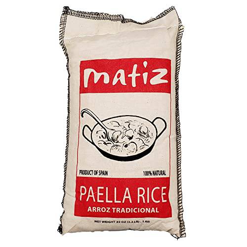 Matiz Valenciano Paella Rice from Spain (2.2 lbs.) Traditional Spanish Medium-Grain | Risotto, Arrow Negro, Seafood Dishes | Natural Flavor | Soy and Gluten Free