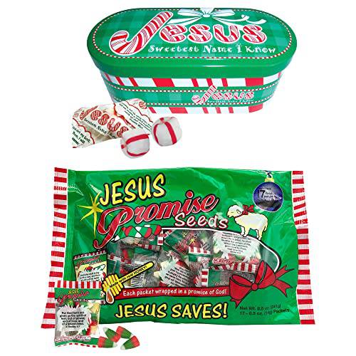 Scripture Candy, Jesus Sweetest Name I Know Soft Peppermint Tin and Jesus Christmas Promise Seeds
