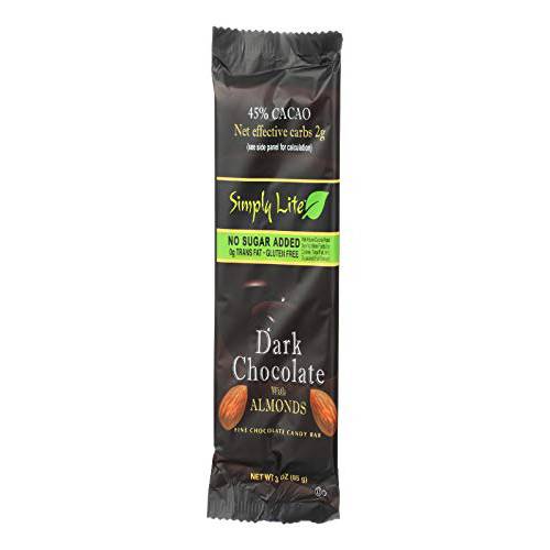 Simply Lite Chocolate Bar Dark Almond, 3 oz